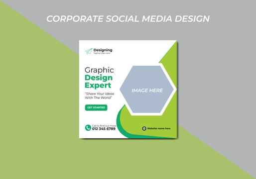 Graphic Design Expert corporate social media agency banner or instagram post template. Instagram post social media banner template graphic design agency.
