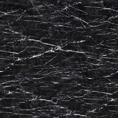Black marble texture with white lines. Seamless background, tile ready.