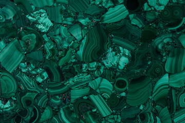 Obraz premium Malachite stone texture, background in contrast green color.