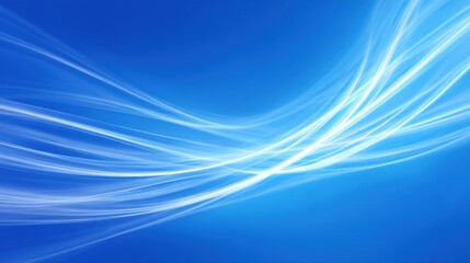 Fototapeta premium Abstract flowing light trails on a gradient blue background creating a sense of motion, energy, and tranquility in a digital art style for creative projects