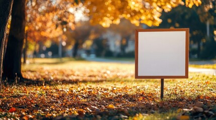 Blank Sign Autumn Park.