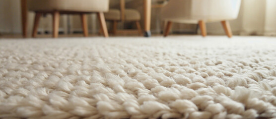 Cozy Rug Detail: A close-up shot of a plush, textured rug adds warmth and comfort to a space. capturing tactile sensation and visual interest.