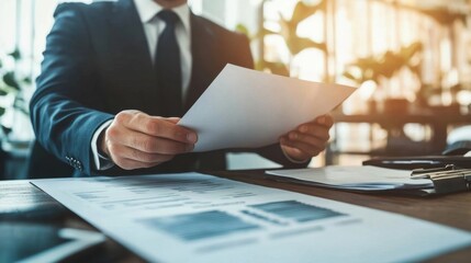 Businessman Reviewing Important Documents.