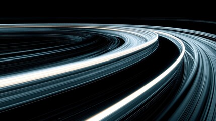 Abstract Light Trails on Black Background Creating a Dynamic Motion Illusion in a Photographic Composition of Luminescent Strands and Flowing Patterns