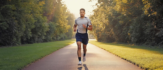 Morning Run: Witness a determined individual conquering the scenic path, the rising sun illuminating his stride and ambition as he embarks on his daily run, symbolizing health and perseverance.