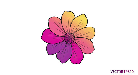 Vector illustration of a symmetrical flower with gradient petals on a white background