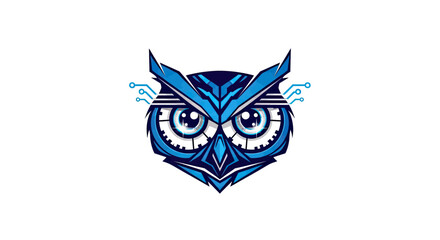 Obraz premium A stylized blue owl head with circuit board accents, a tech-inspired vector illustration