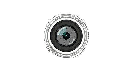 A stylized vector illustration of a camera lens assembly, centered on white