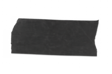 Black adhesive masking tape segment showing wrinkled texture, creating a realistic, torn sticker effect. Isolated on transparent background