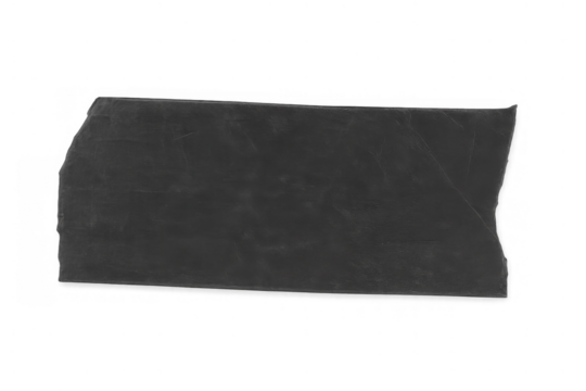 Black adhesive masking tape segment showing wrinkled texture, creating a realistic, torn sticker effect. Isolated on transparent background