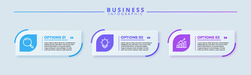Infographic design with icons and 3 options or steps. Infographics for business concept. Can be used for presentations banner, workflow layout, process diagram, flow chart, info graph