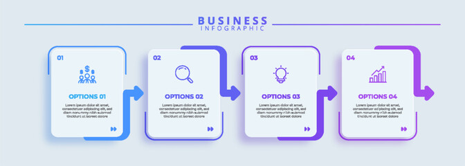 Infographic design with icons and 4 options or steps. Infographics for business concept. Can be used for presentations banner, workflow layout, process diagram, flow chart, info graph