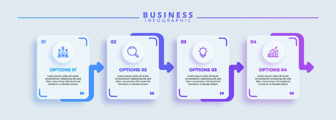 Infographic design with icons and 4 options or steps. Infographics for business concept. Can be used for presentations banner, workflow layout, process diagram, flow chart, info graph