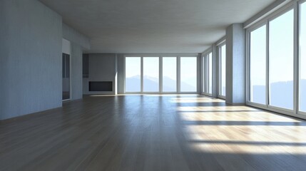 Fototapeta premium Spacious Modern Apartment with Mountain Views.