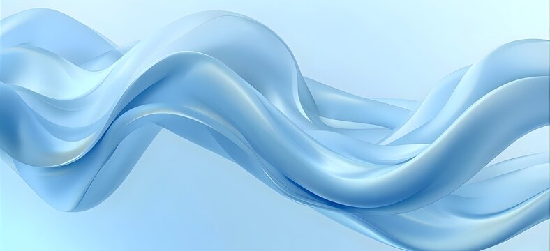 Abstract flowing blue silk fabric wave on a light background