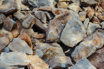 Pile of Natural Rocks and Stones for Construction Material