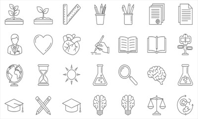 Vector Illustration of Education, Science and Knowledge Icons for Learning and Creative Projects