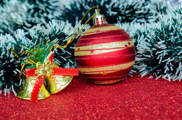 Close up of Christmas decoration with customizable space for text