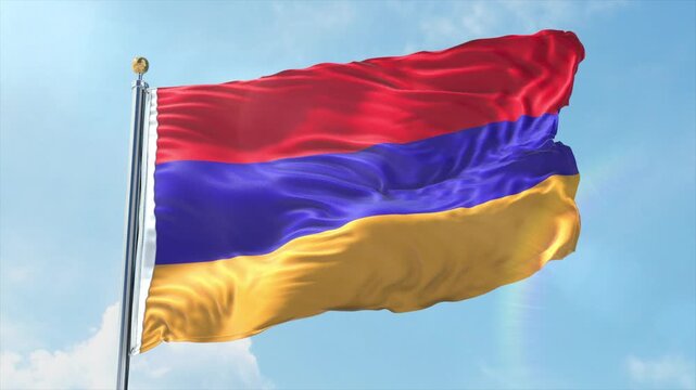 4K Armenia flag waving in the wind - realistic Armenia flag animation in high resolution, perfect for Armenia national day, independence, travel and patriotic video projects