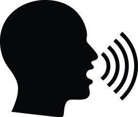 Speaking communication sound waves voice speech talking person icon symbol eps silhouette