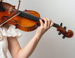Close-up of a person playing a stringed instrument with a bow
