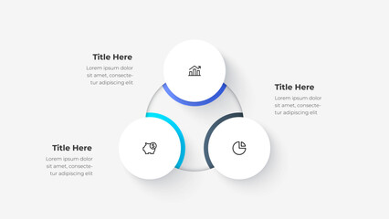 Circular Cycle Diagram with 3 Steps. Modern Gradient Infographic for Business Process, Data Flow, and Analysis Visualization