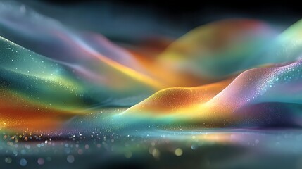 Colorful Flowing Light Waves with Glittering Particles