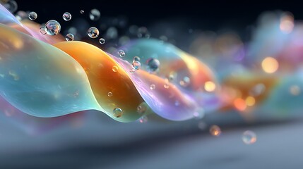 Vibrant Abstract Wave with Bubbles  Bokeh