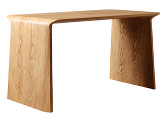 Modern curved wood desk isolated on transparent background