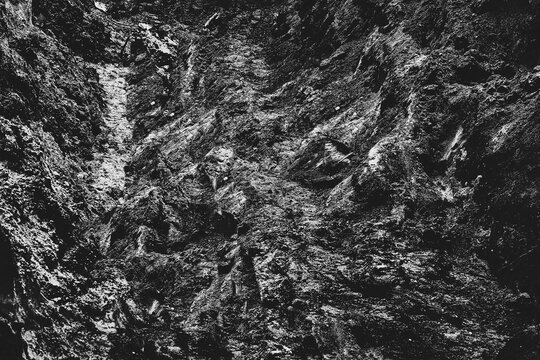 Black white ground.Abstract soil pit background