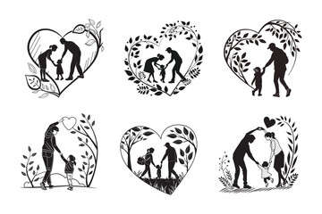Parent and Child & Heart Hands Plotter Svg