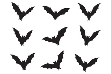 Vector bat Silhouette Set Collections Bat Shadow Bundle . Horror Halloween Flying Bats