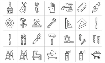 Collection of assorted handyman tools and DIY equipment for home improvement and repair tasks