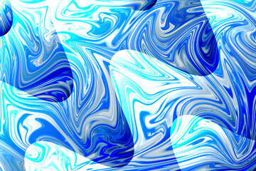 bright blue and white liquid marble abstract texture. high contrast swirls with clean overlapping shapes. grainy noise effect.