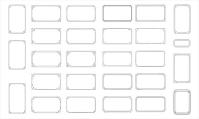 Collection of Blank Rectangular Frames with Rounded Corners and Decorative Accents