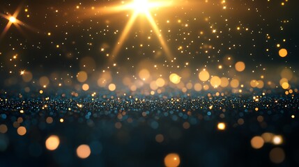 Shimmering Gold Dust and Light Rays Abstract Background