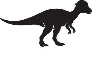 Fototapeta premium Silhouette of a pachycephalosaurus dinosaur with a distinctive domed head and thick tail isolated on a white background