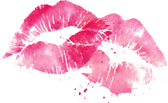 Pink lipstick kiss mark watercolor, romantic, artistic, isolated, splash, creative, feminine