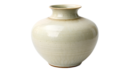 Simple ceramic vase with subtle texture, isolated on transparent background, soft studio lighting.