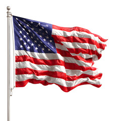 American flag waving on a flagpole isolated on transparent background waving american flag isolated on transparent 