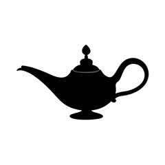 Magical Genie Lamp Silhouette Vector Icon for Wishes, Magic, and Mythology
