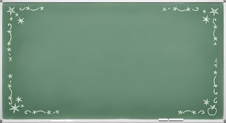 Nostalgic green chalkboard background with a whimsical chalk-drawn border, perfect for educational themes, creative presentations, or a retro learning concept