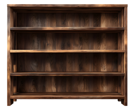 Rustic wooden bookshelf isolated on transparent background brown wooden bookshelf isolated on transparent