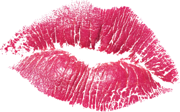 Pink lipstick kiss print, isolated on transparent background, symbolizing romance and affection