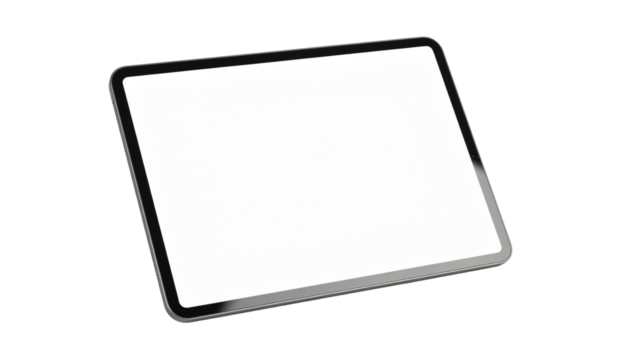 Realistic tablet mockup with blank screen, isolated on white background