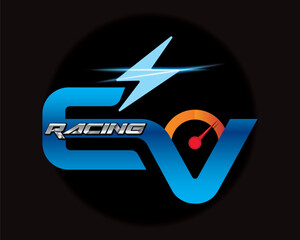 Concept logo EV Racing design for creative inspire, template vector