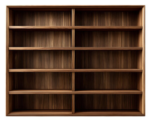 Wooden bookshelf with ten shelves isolated on transparent background wooden large bookshelf isolated on transparent