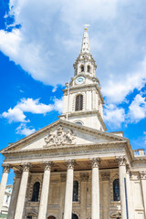 Obraz premium St Martin-in-the-Fields church on Trafalgar Square with blye sky on a summer day in London