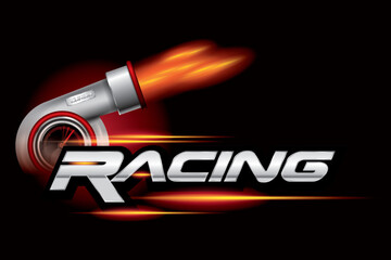 Racing speed with fire engine logo design concept vector.