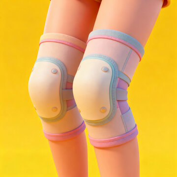 Colorful knee pads on legs